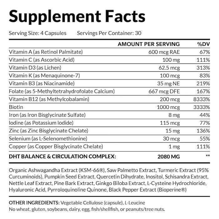 FullyVital suppléments pour la croissances et bloqueurs de DHT - 120 capsules