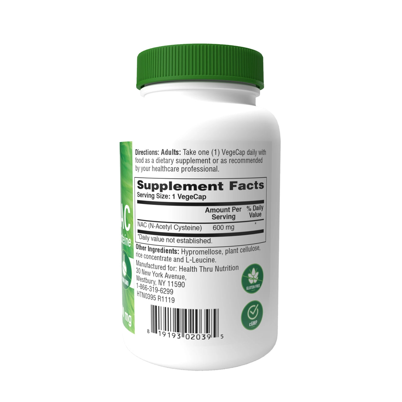 Health thru nutrition N-acétyl cystéine (NAC) - 600mg, 120 capsules