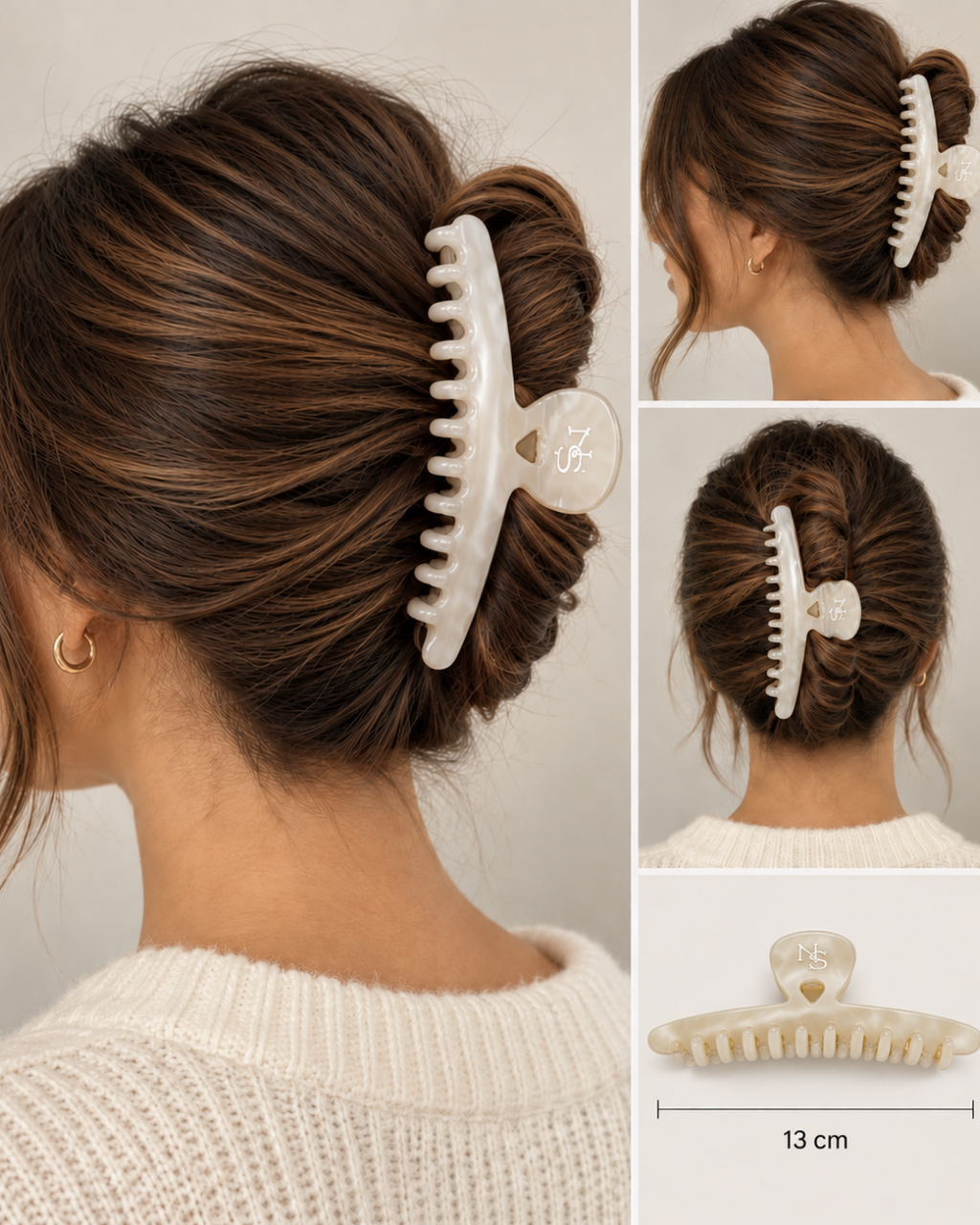 Pince compacte cheveux fins - Tortoise blanc